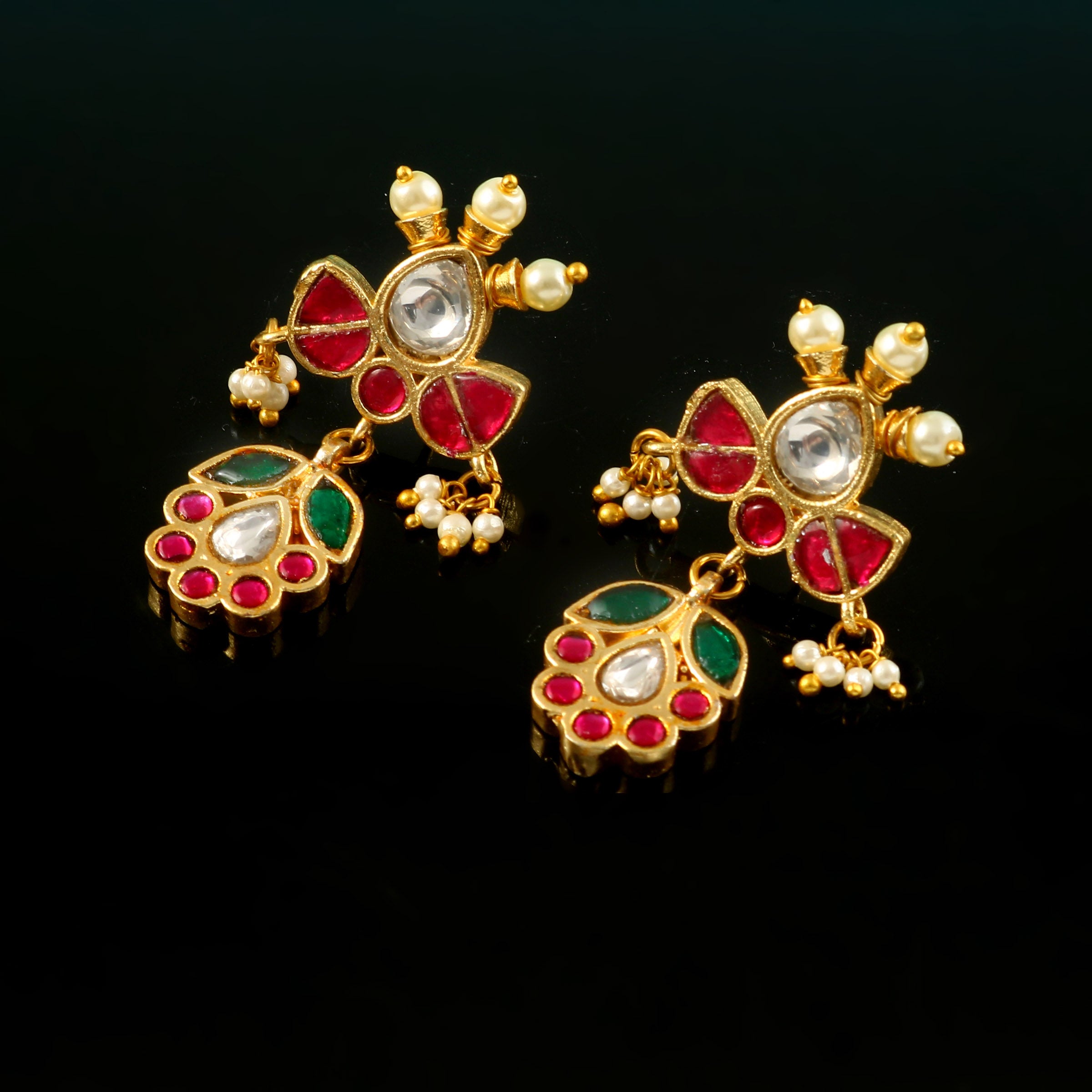 ER-180 - Jadau Kundan Earring with Emerald