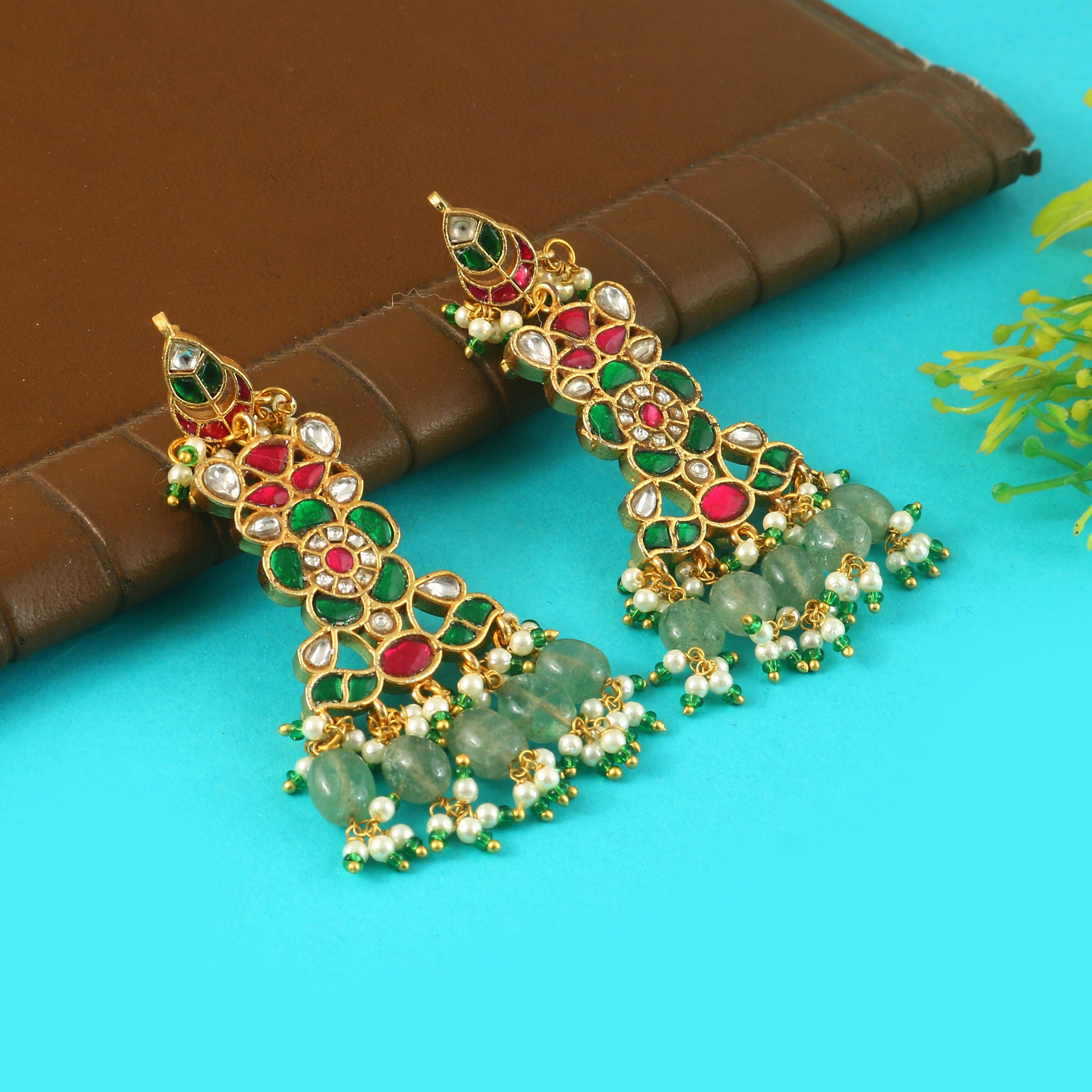 ER-181 - Jadau Kundan Earring with Emerald
