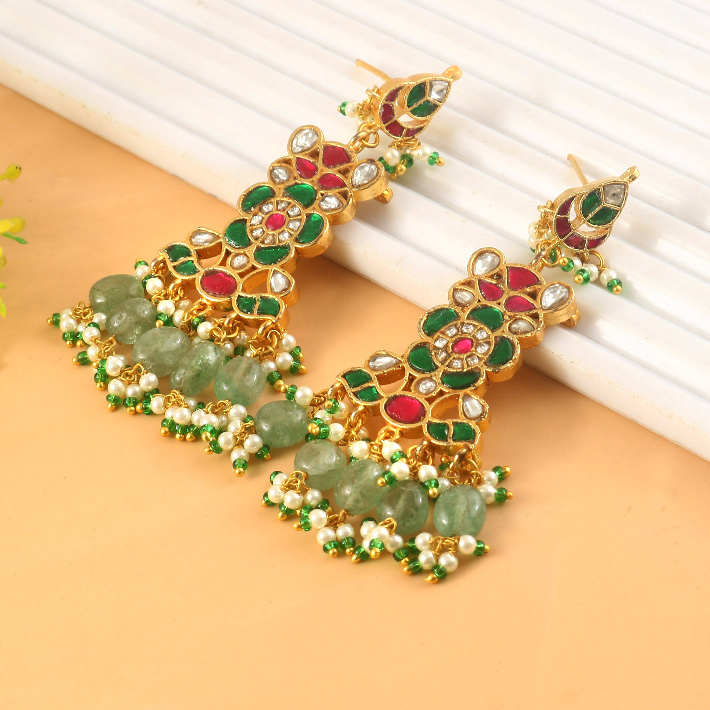ER-181 - Jadau Kundan Earring with Emerald