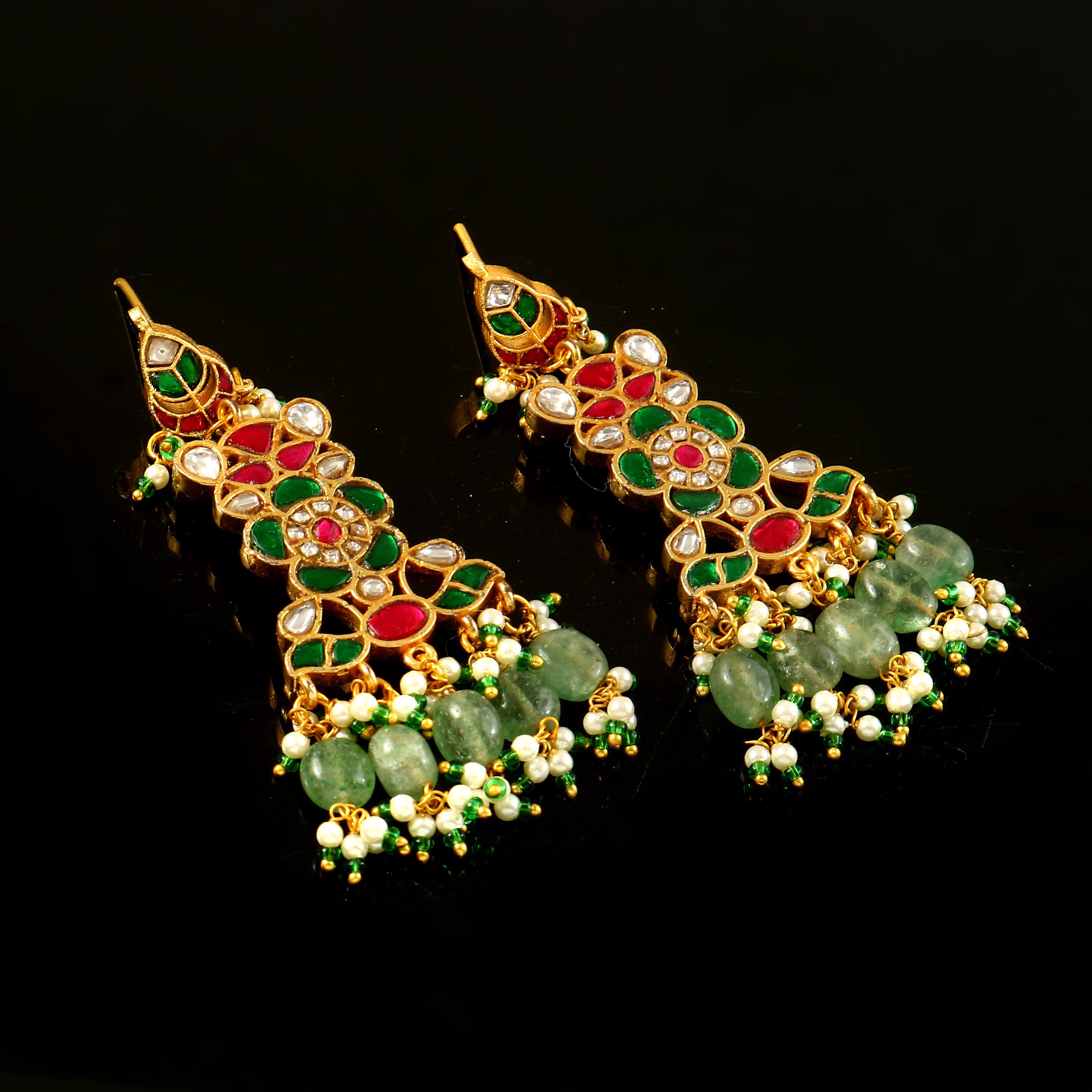 ER-181 - Jadau Kundan Earring with Emerald