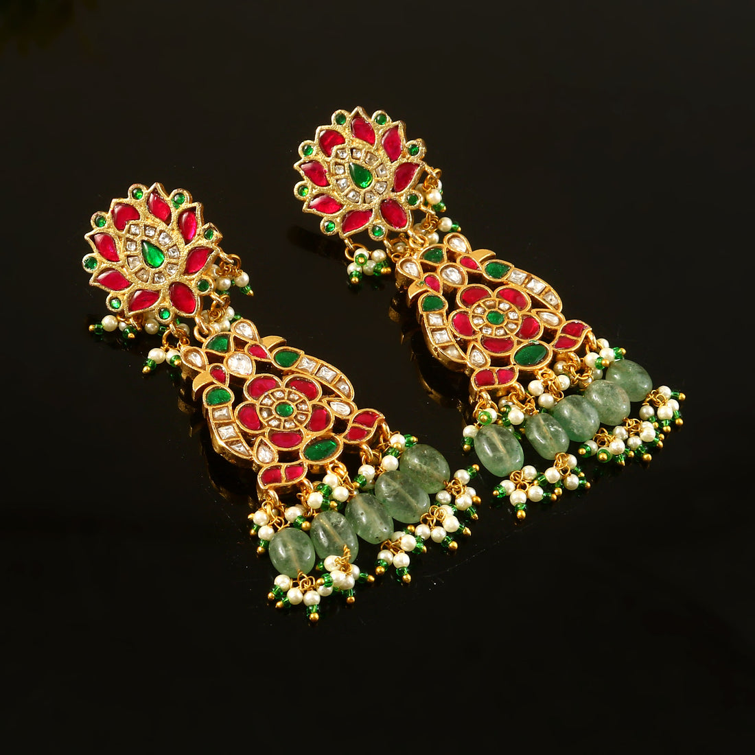 ER-182 - Jadau Kundan Earring with Emerald
