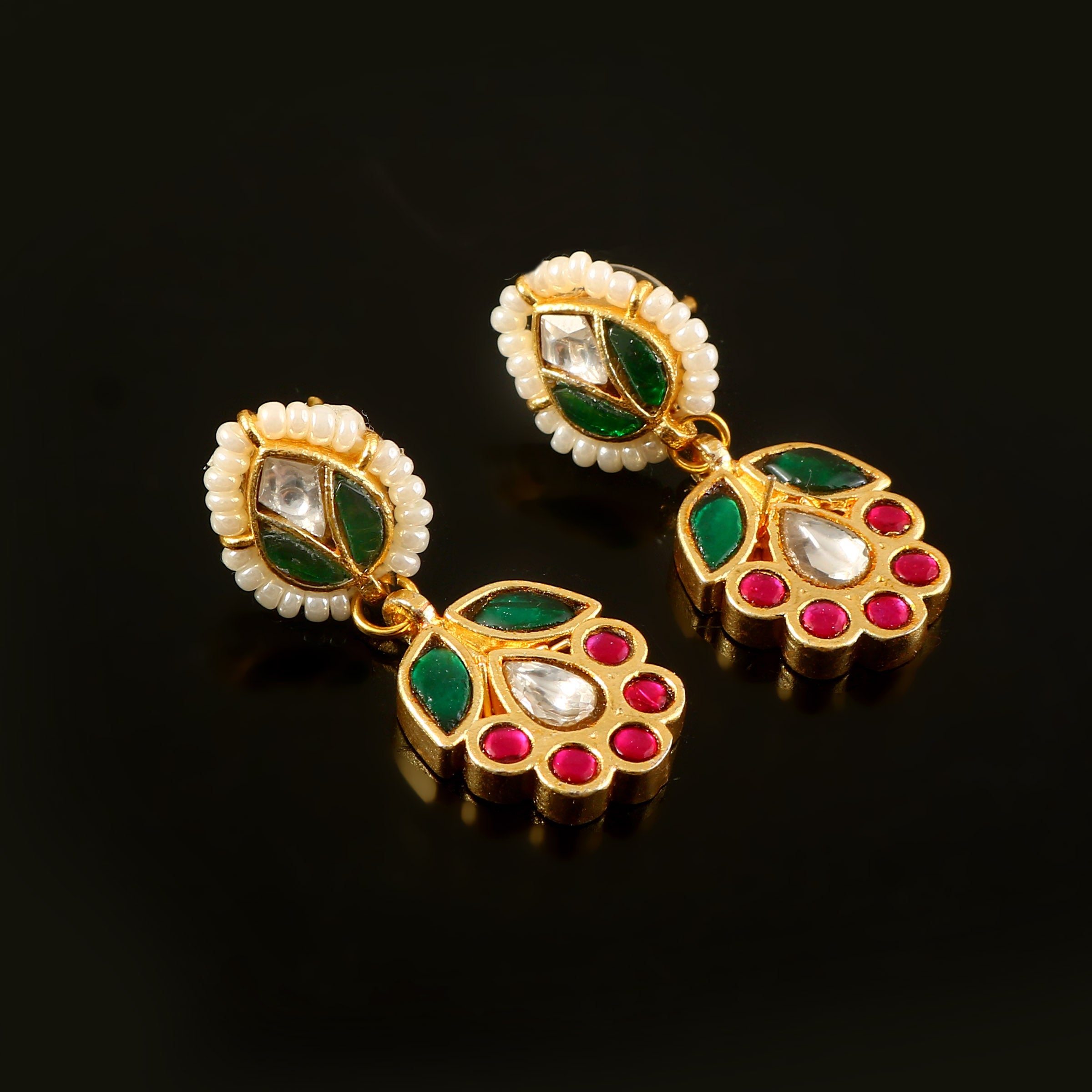 ER-183 - Jadau Kundan Earring with Emerald