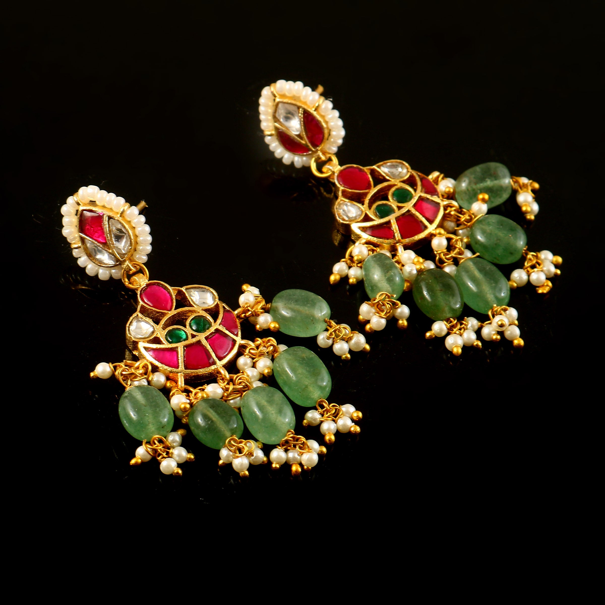 ER-184 - Jadau Kundan Earring with Emerald