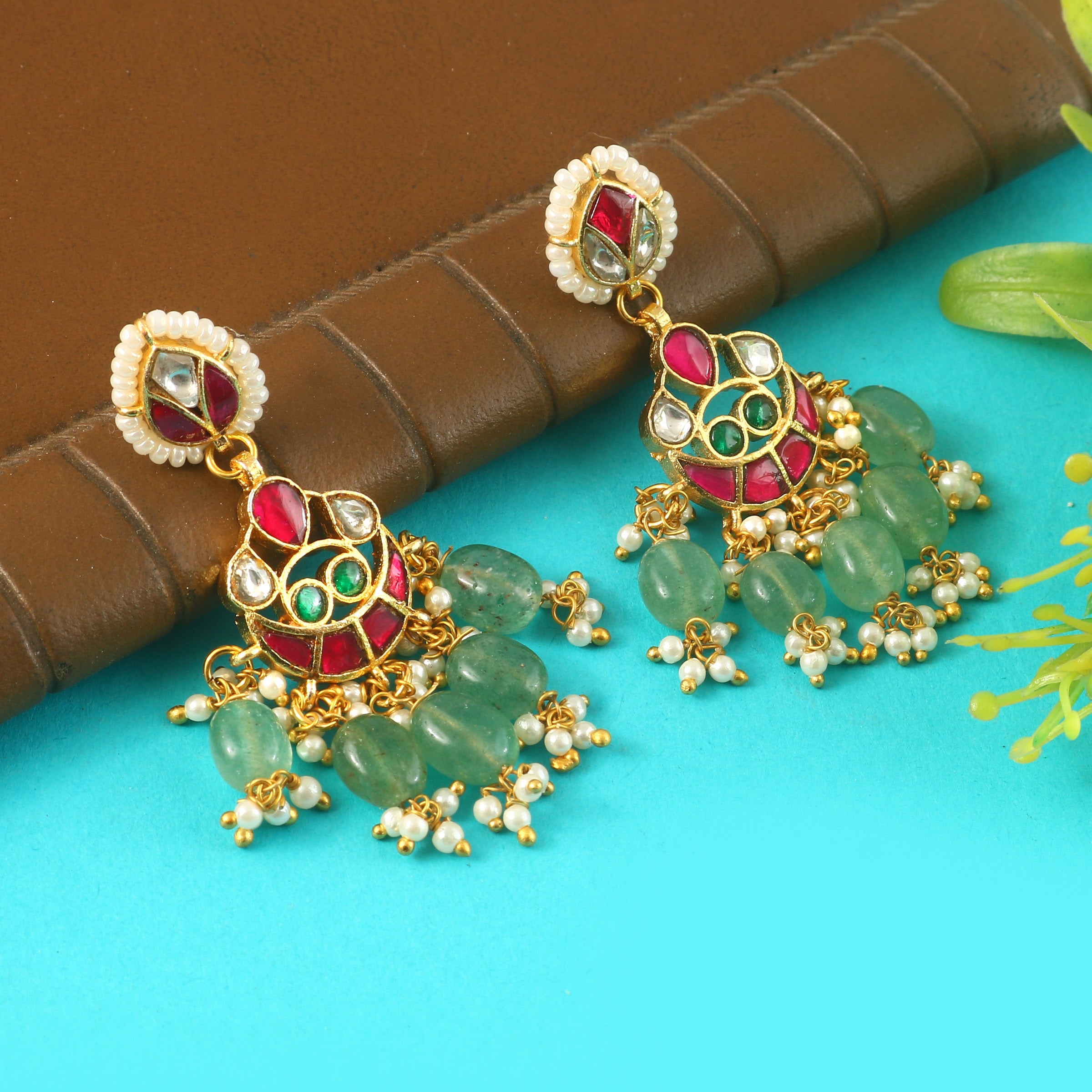 ER-184 - Jadau Kundan Earring with Emerald