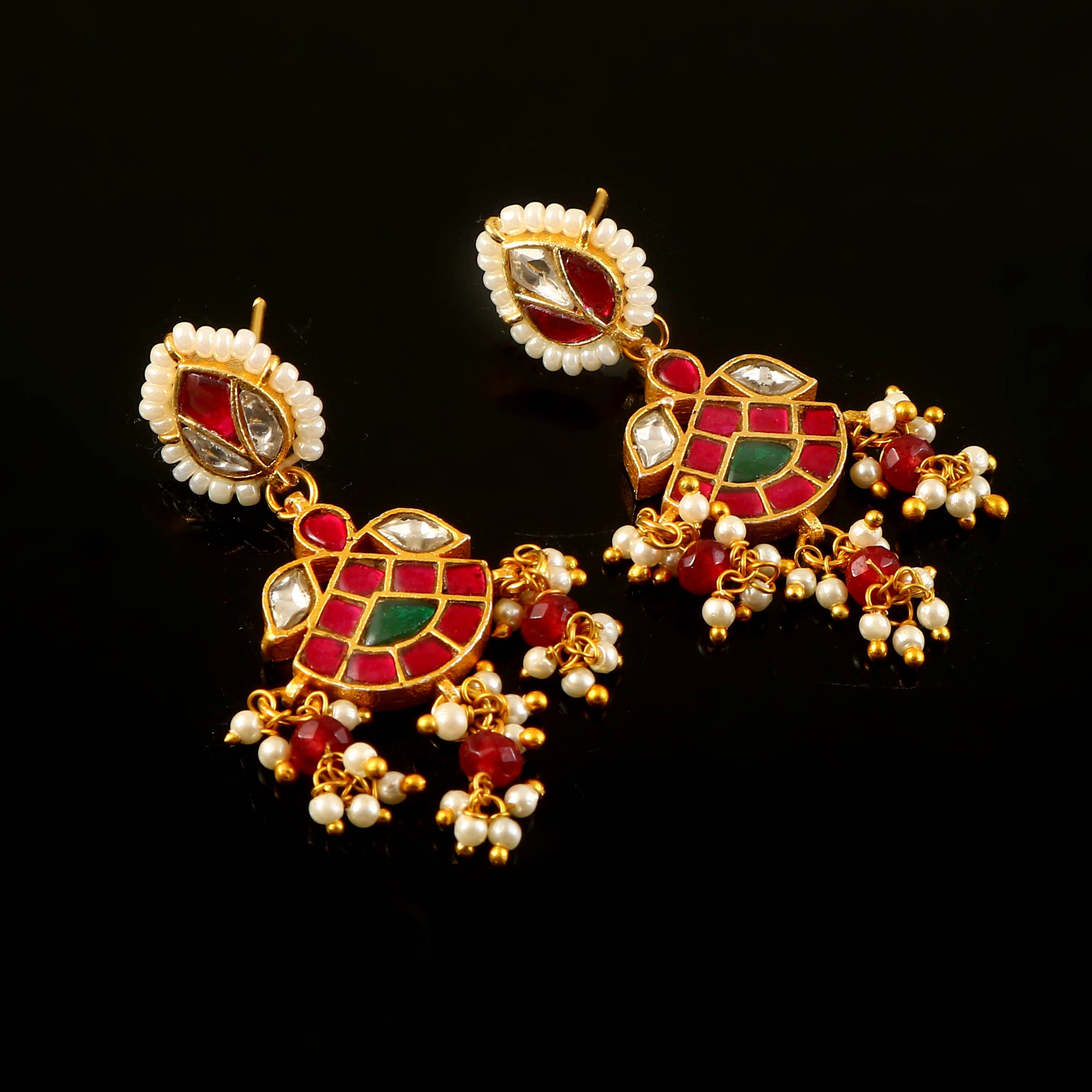ER-186 - Jadau Kundan Earring with Emerald