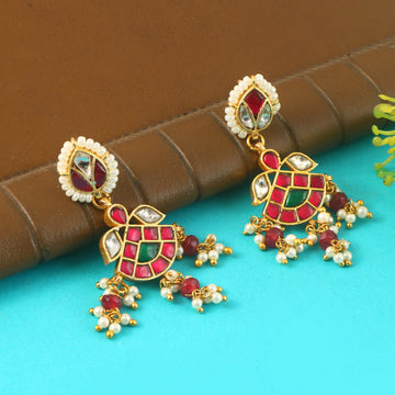 ER-186 - Jadau Kundan Earring with Emerald