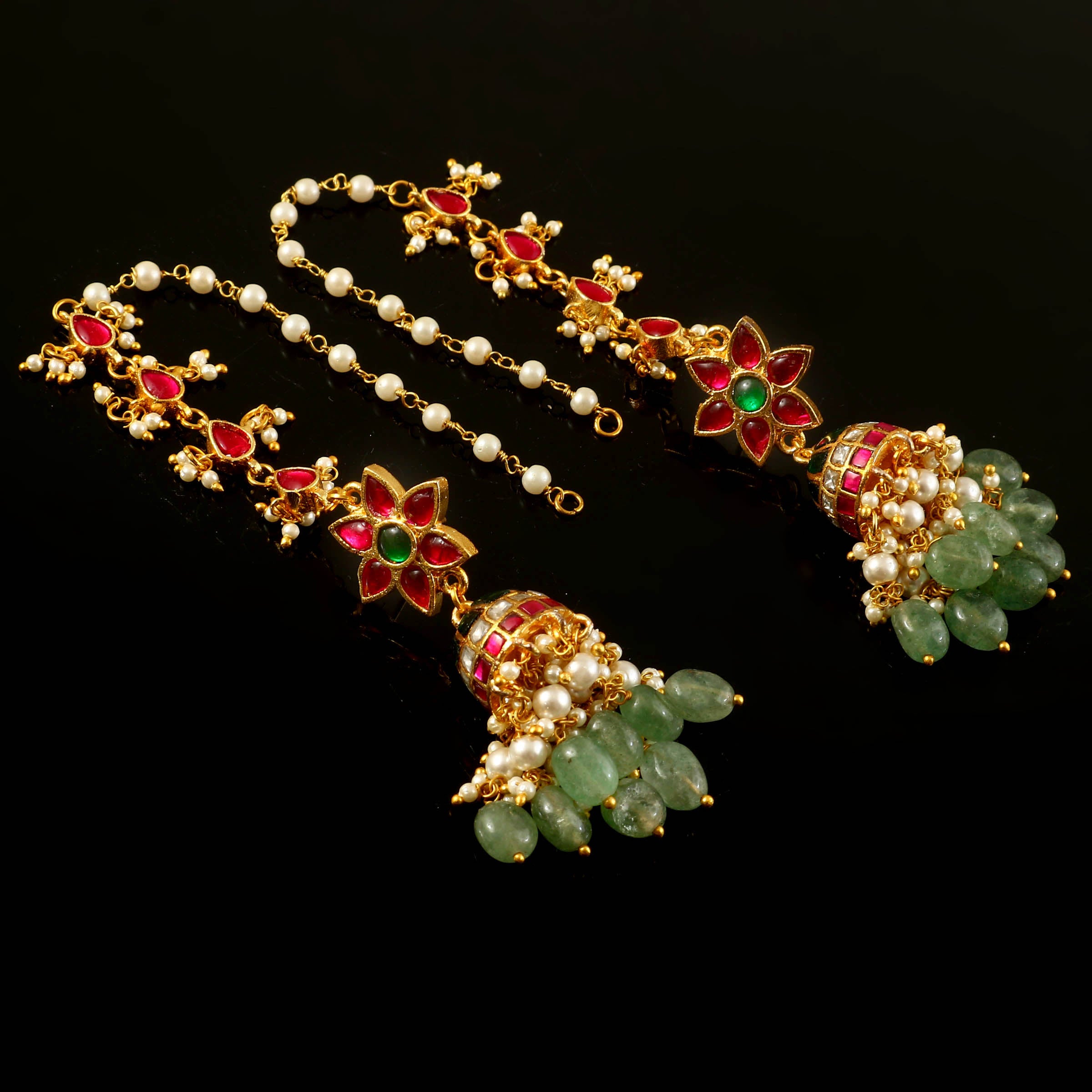 ER-187 - Jadau Kundan Earring with Emerald