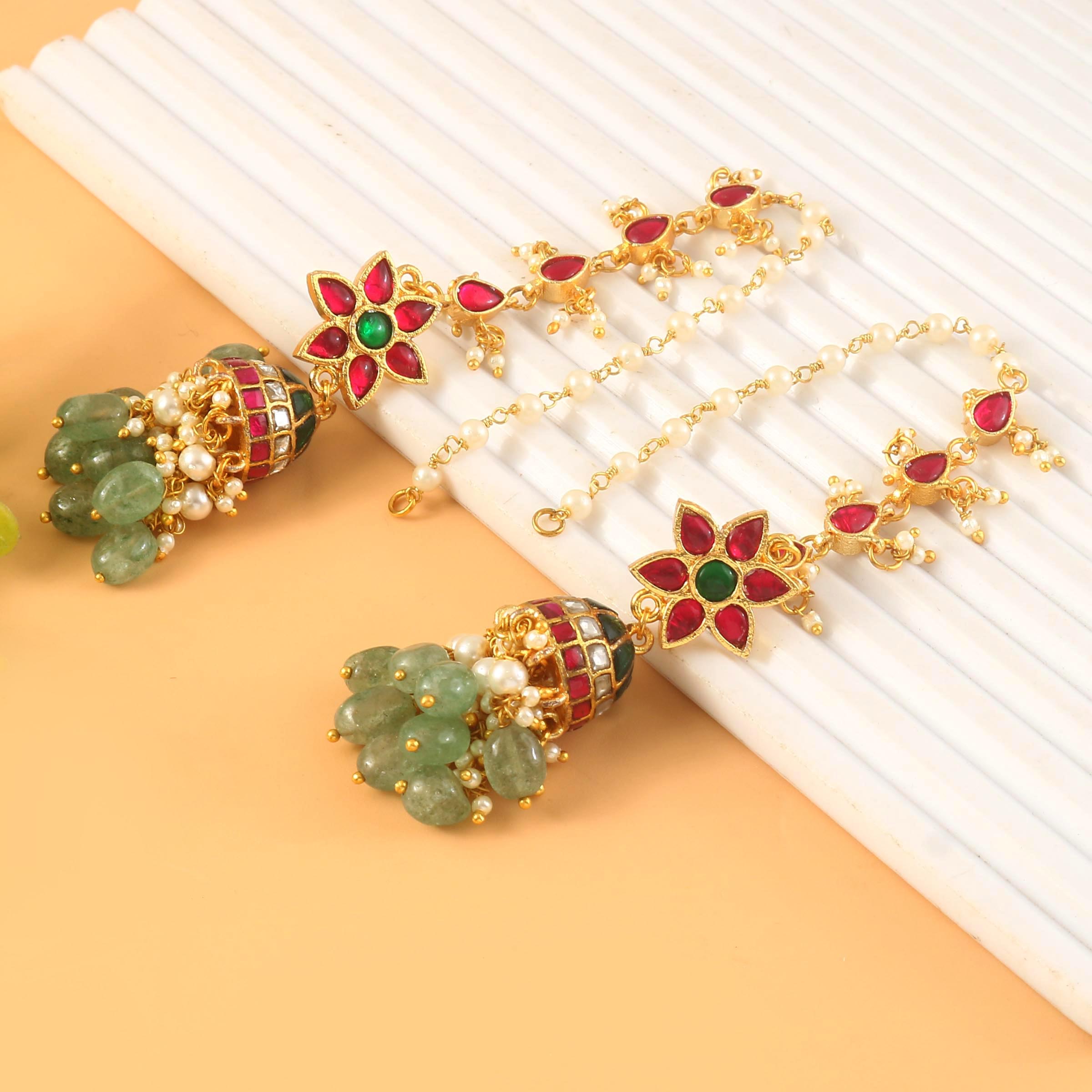 ER-187 - Jadau Kundan Earring with Emerald