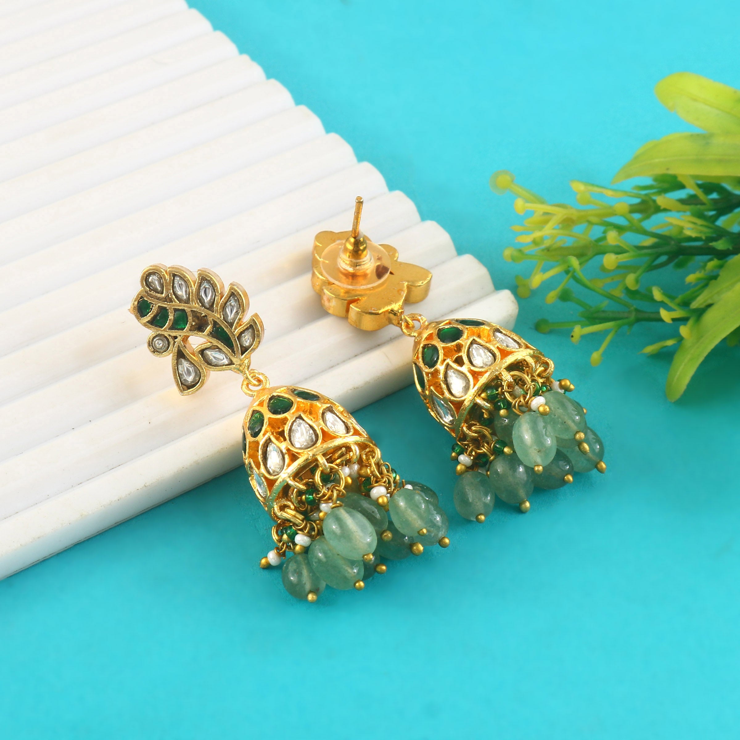ER-188 - Jadau Kundan Earring with Emerald