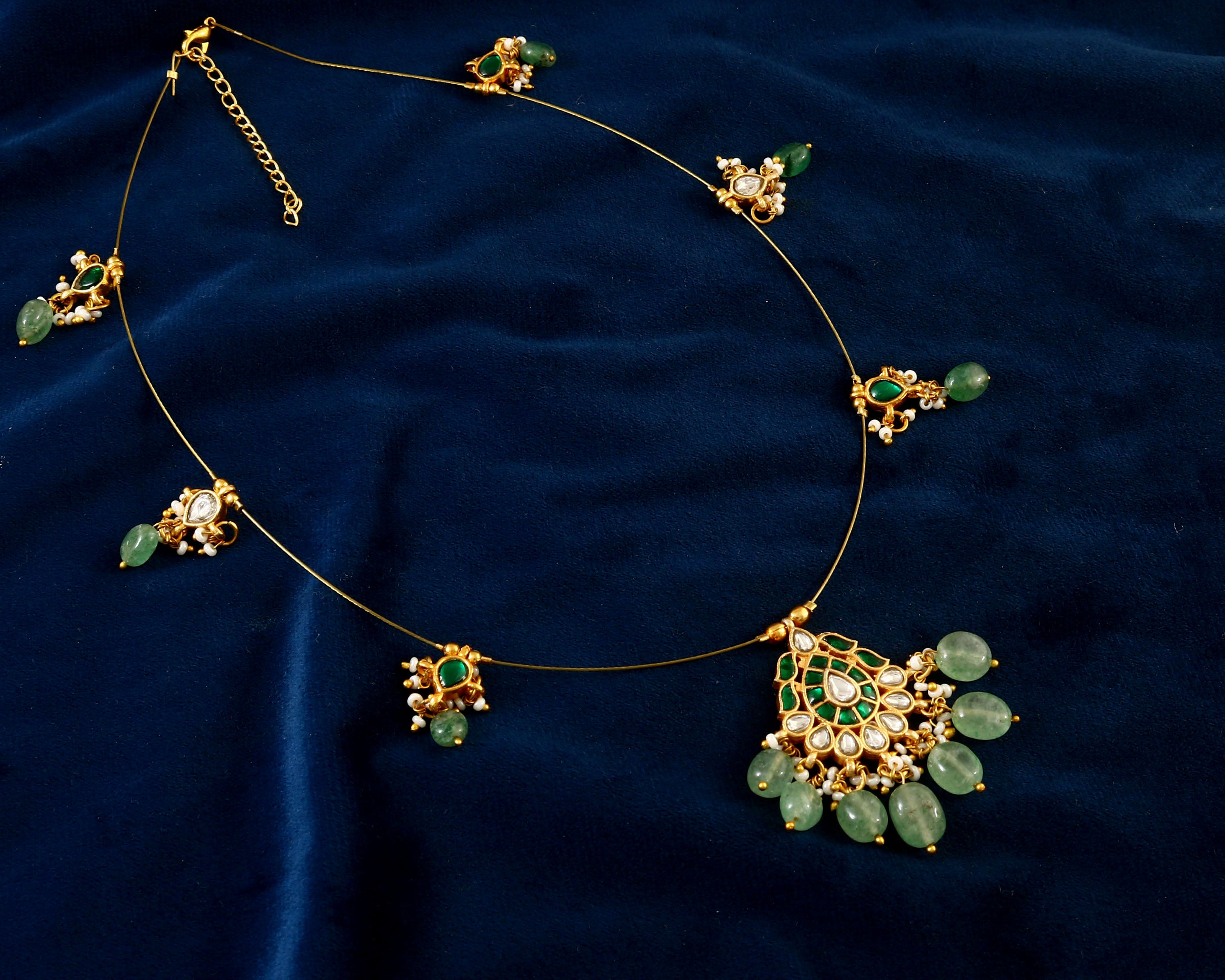 NK-101 - Daksha Jadau Kundan Necklace with Emerald