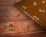 NK-102 - Rose Jadau Kundan Necklace with Red Stone and  Emerald