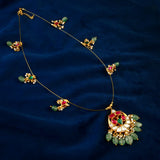 NK-106 - Lavanyam Jadau Kundan Necklace with Red Stone and Emerald