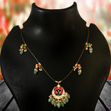 NK-106 - Lavanyam Jadau Kundan Necklace with Red Stone and Emerald