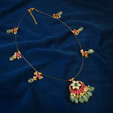 NK-107 - Kaveri Jadau Kundan Necklace with Red Stone and Emerald
