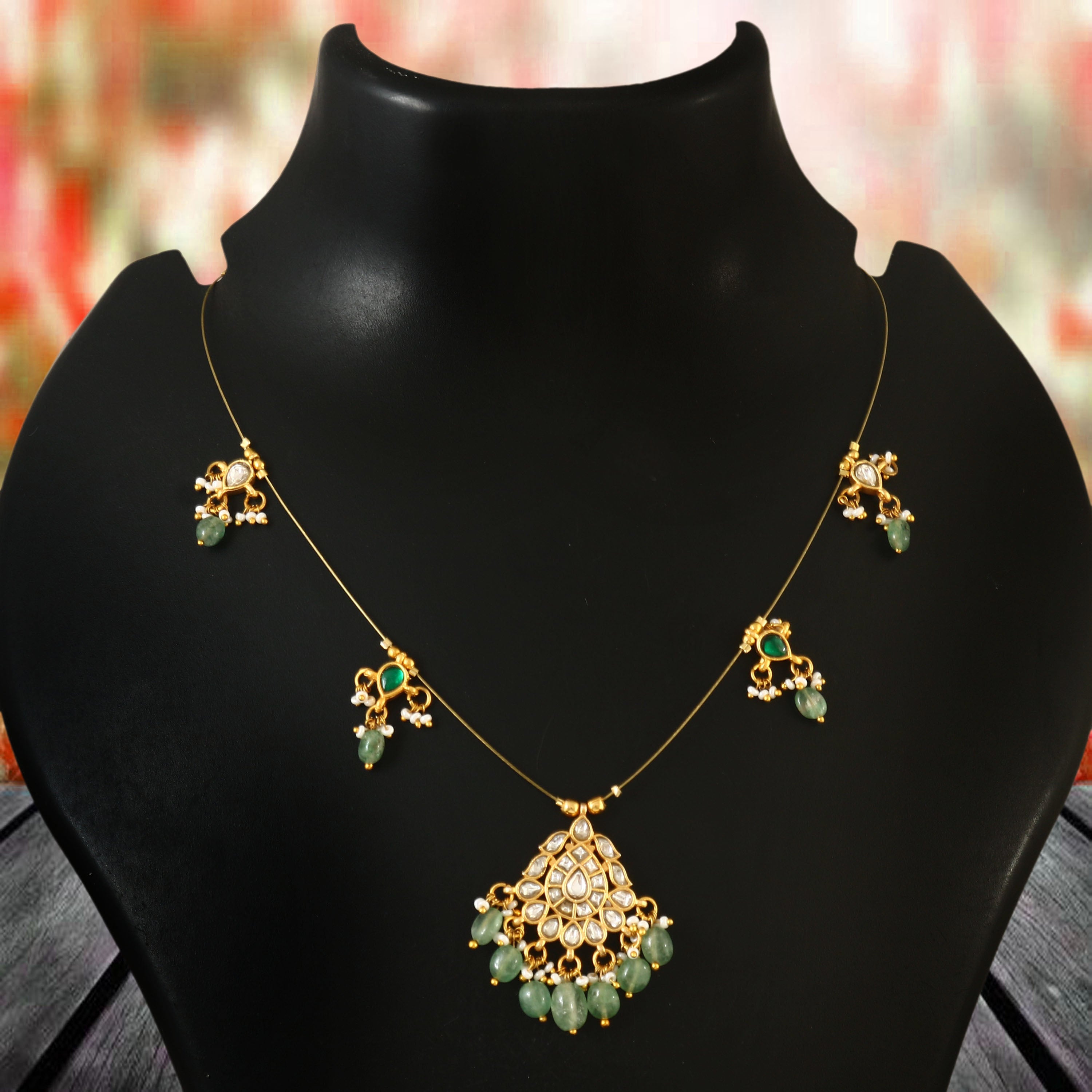 NK-108 - Ramyah Jadau Kundan Necklace and Emerald