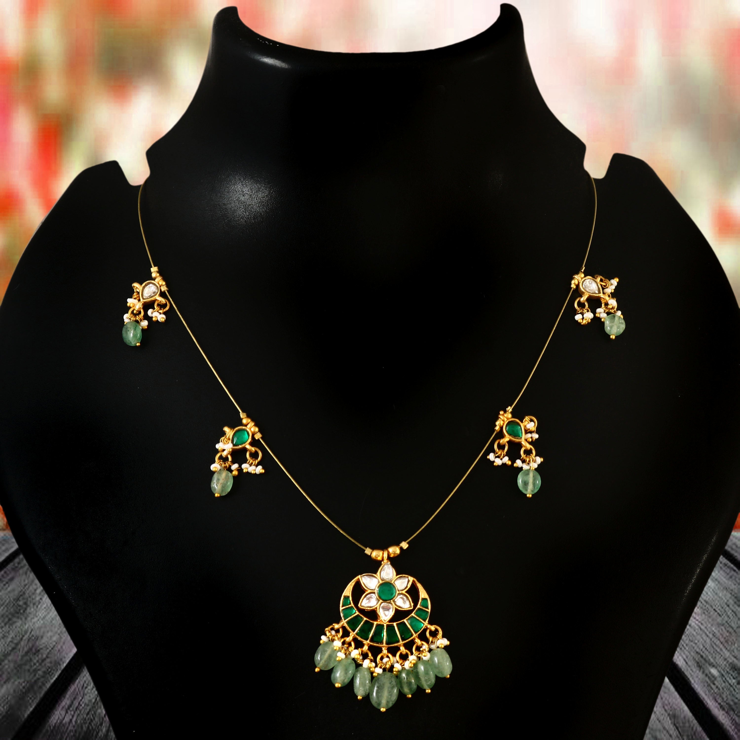 NK-109 - Charu Jadau Kundan Necklace with Emerald