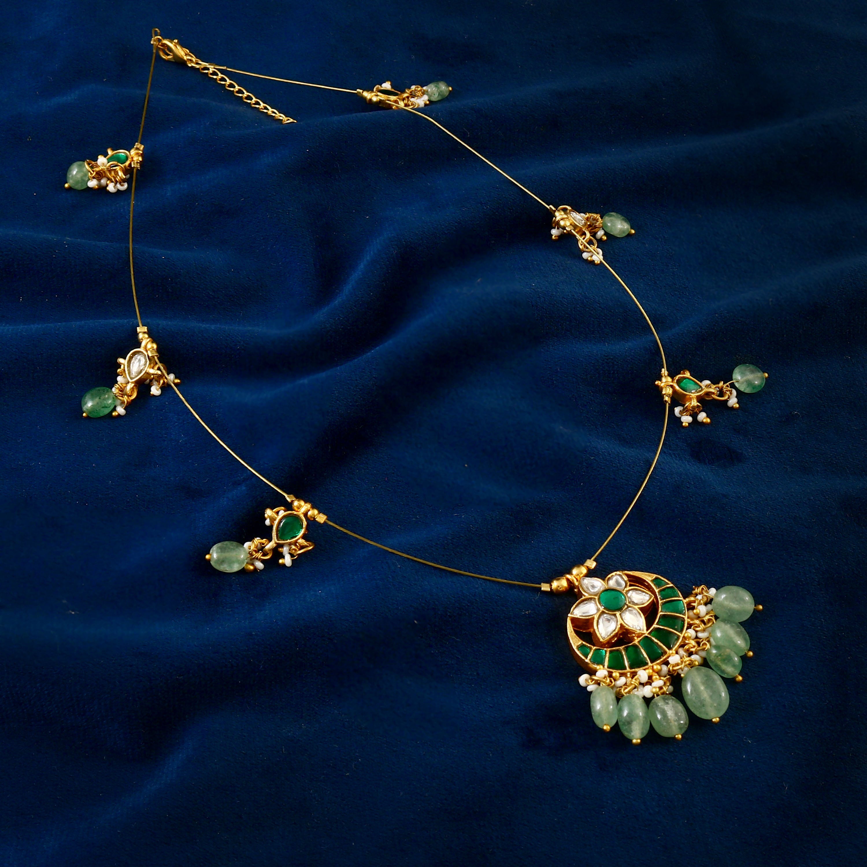 NK-109 - Charu Jadau Kundan Necklace with Emerald