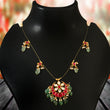 NK-110 - Five Leaves Jadau Kundan Necklace with Red Stone and Emerald
