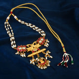 NK-115 - Mor Pankh Jadau Kundan Set with Red & White Stone