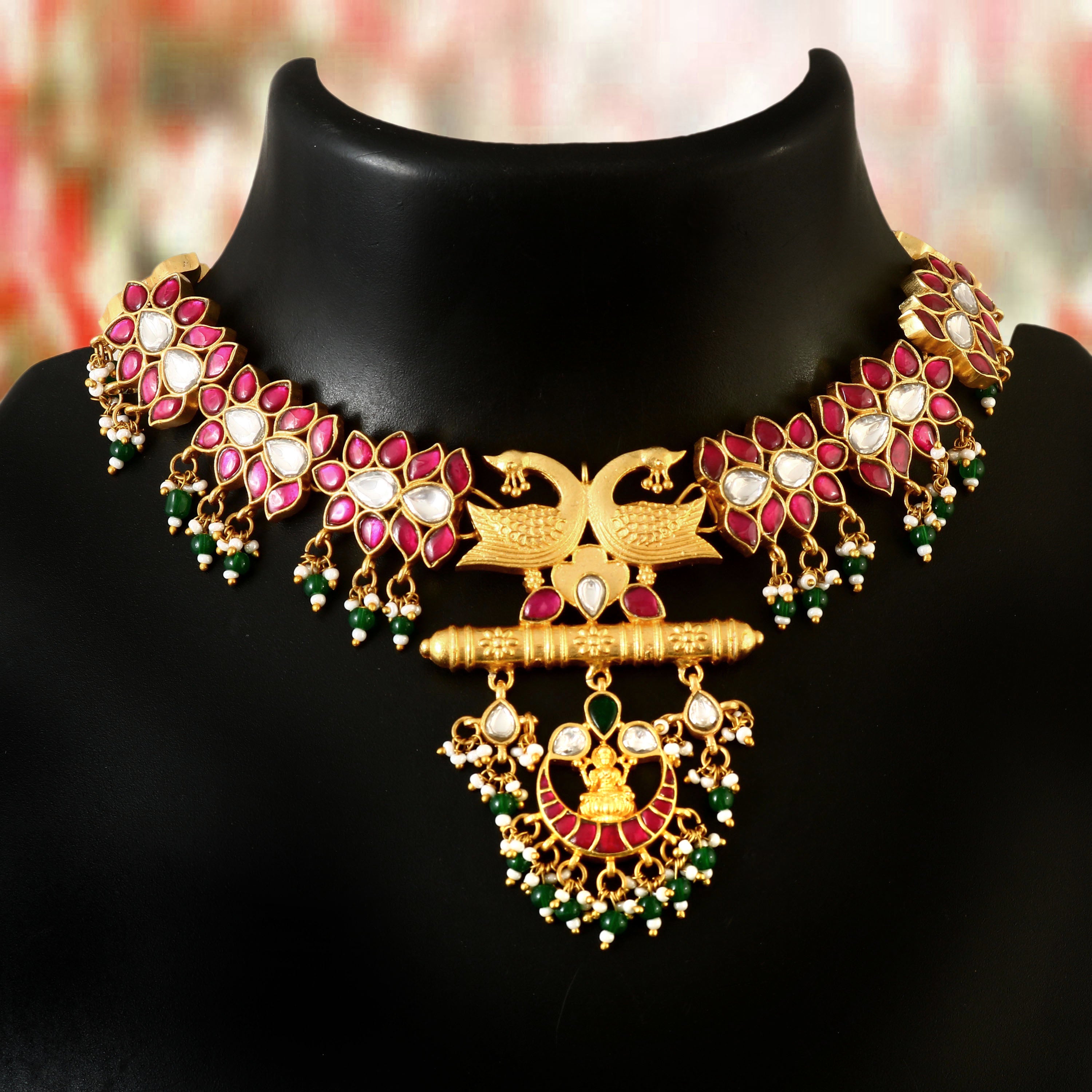 NK-122 - Bhavya Jadau Kundan Set with Mor Pankh