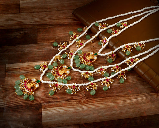 NK-134 - Teen Lada Jadau Kundan Haar