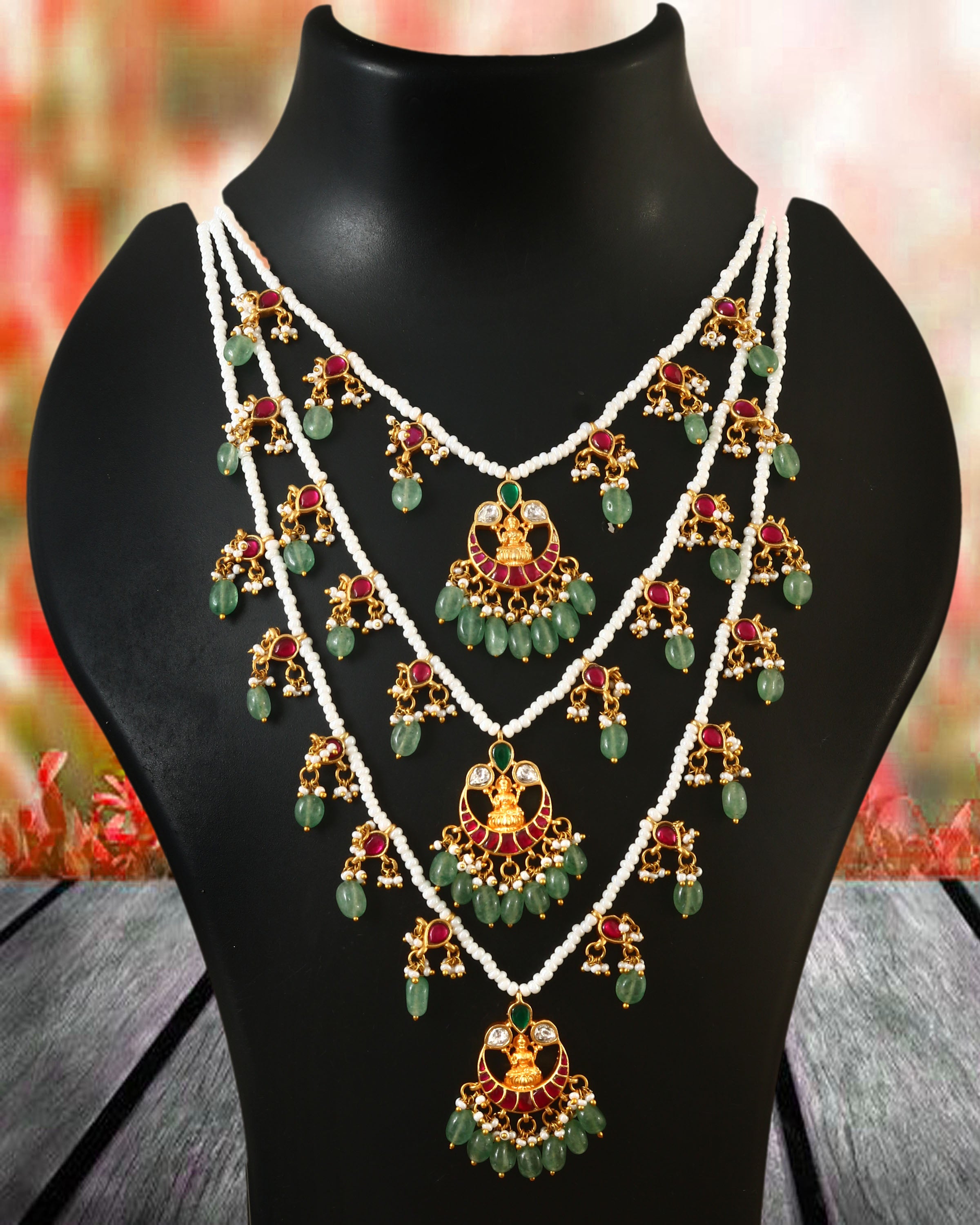 NK-134 - Teen Lada Jadau Kundan Haar