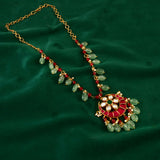 NK-137 - Divya Jadau Kundan Red Moon Set
