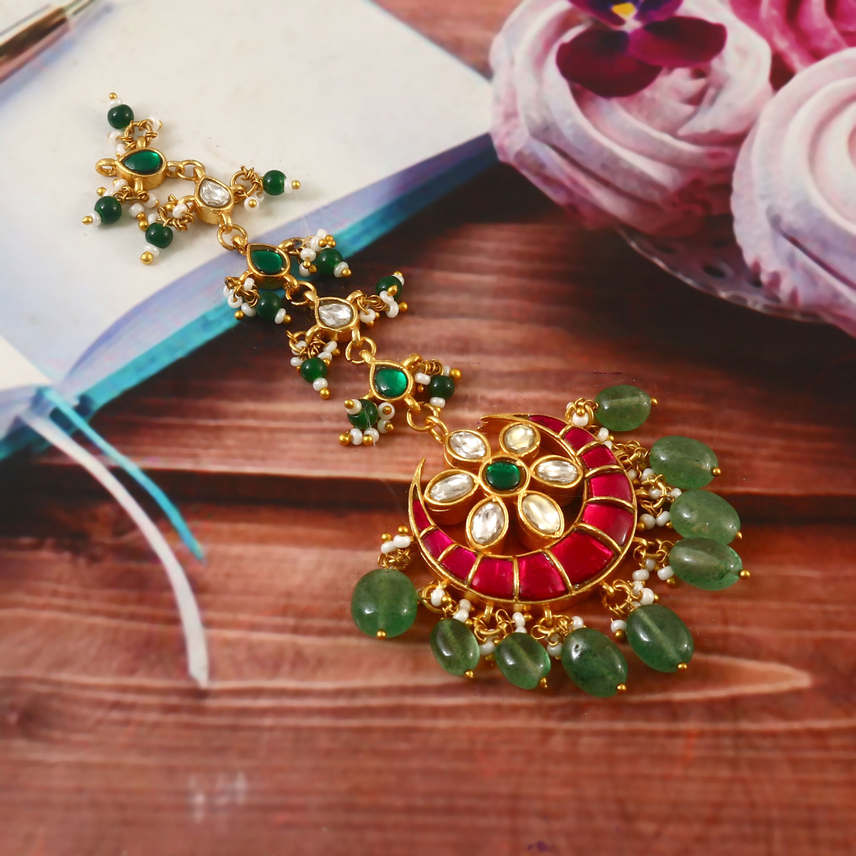 MT-102 - Jadau Kundan Mangtika with Emerald