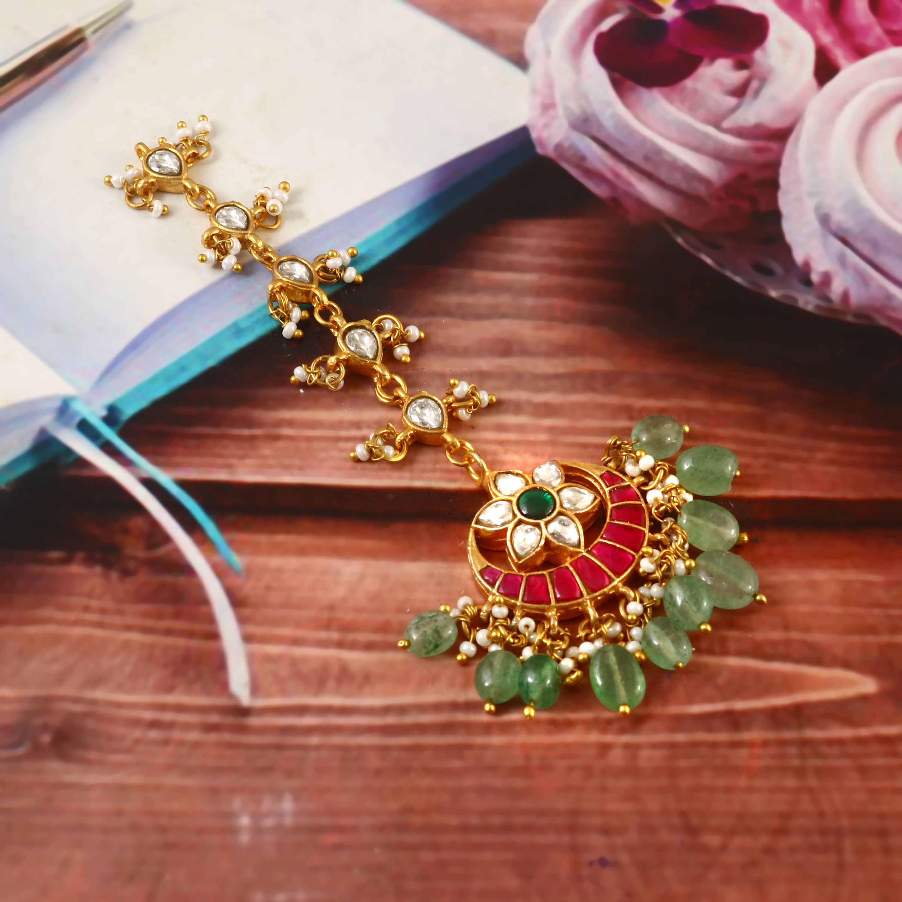 MT-105 - Jadau Kundan Mangtika with Emerald