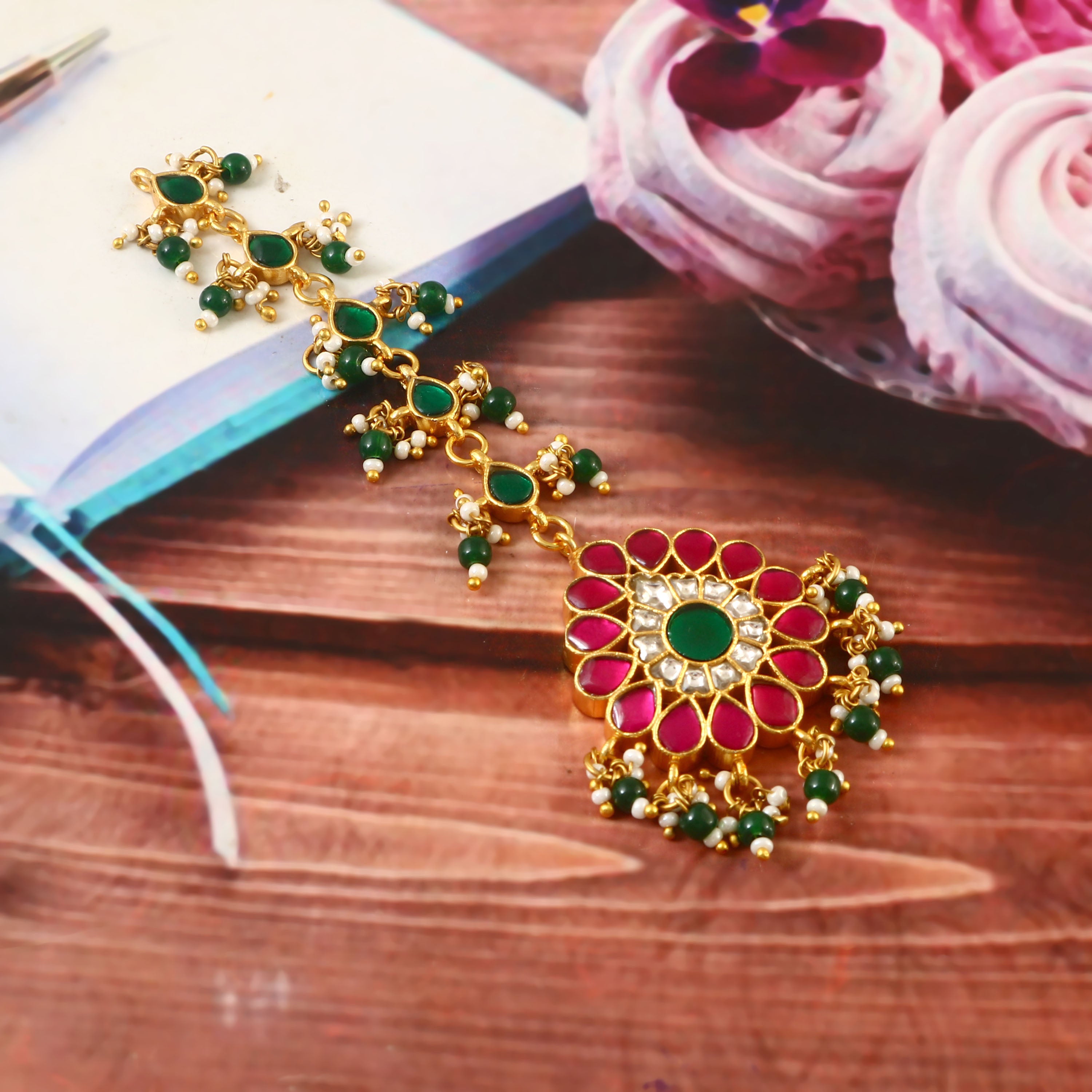 MT-108 - Jadau Kundan Mangtika with Emerald