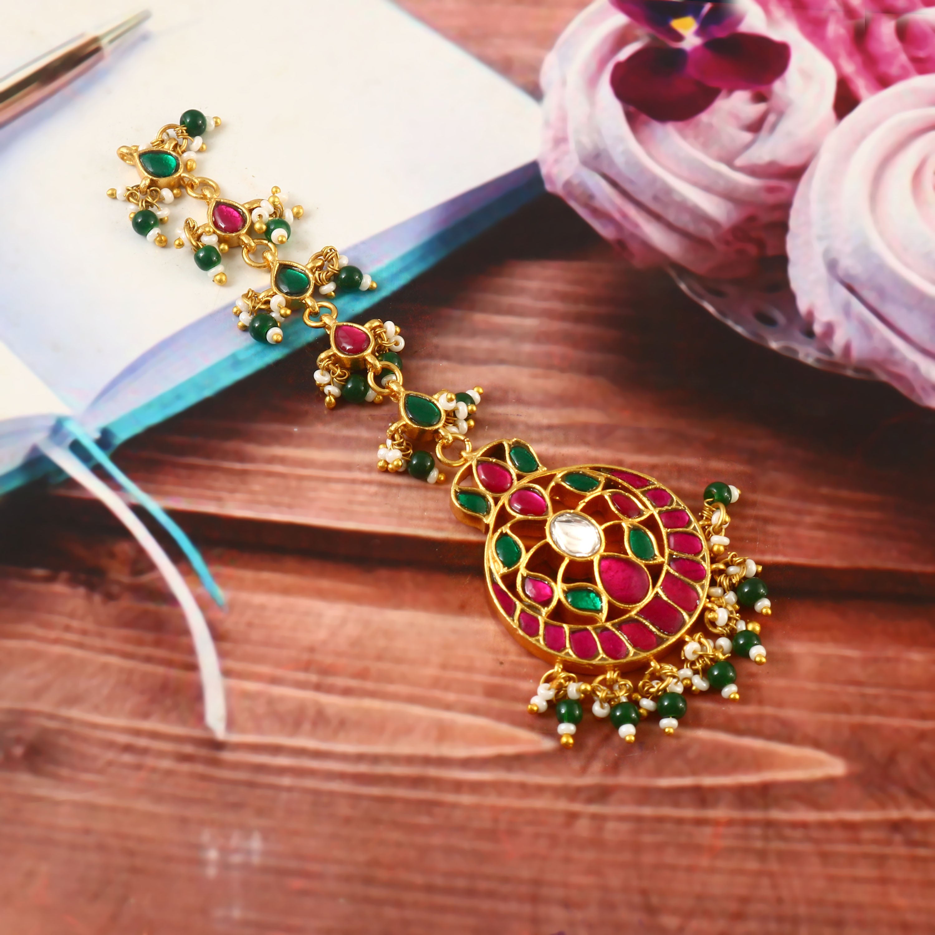 MT-109 - Jadau Kundan Mangtika with Emerald