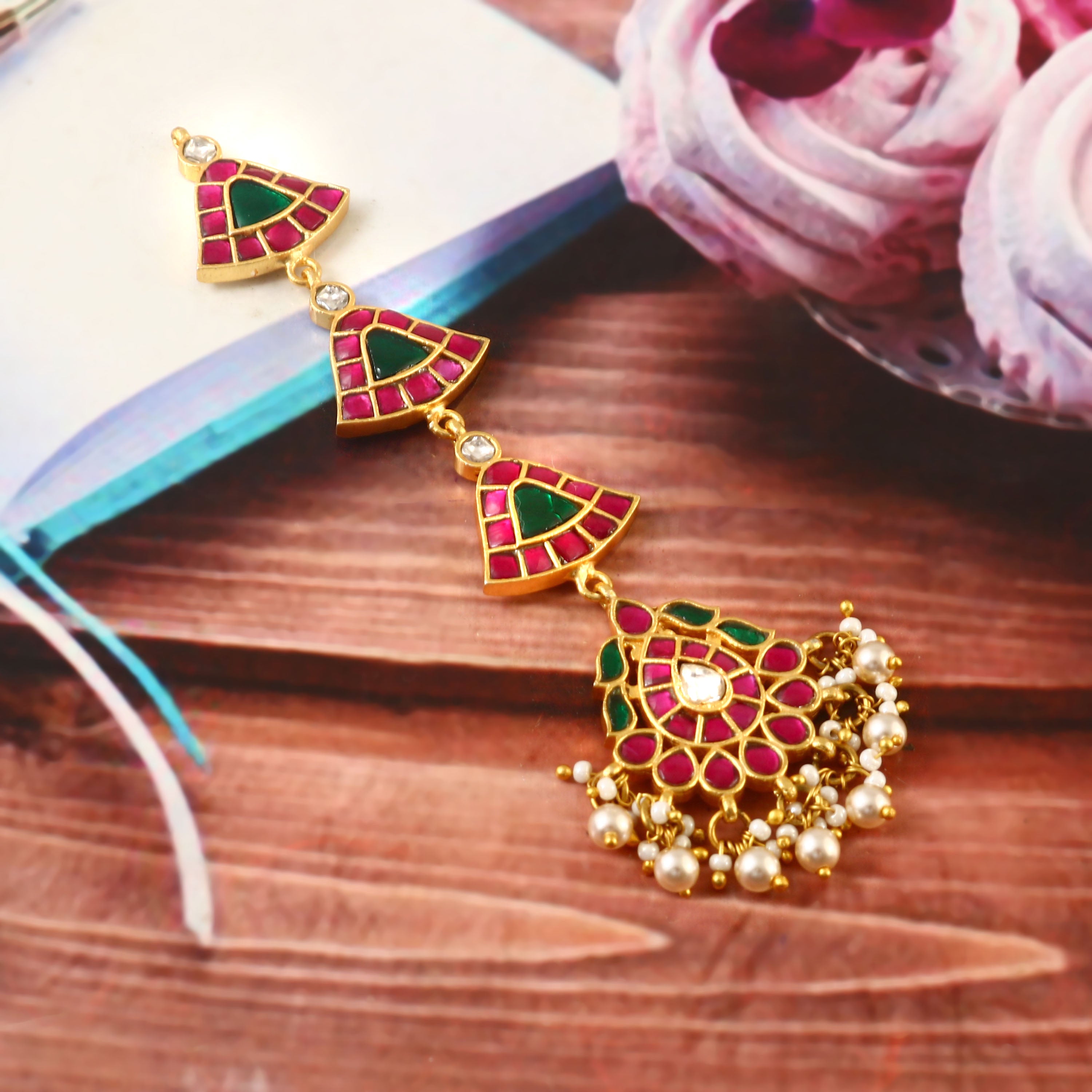 MT-111 - Jadau Kundan Mangtika with Emerald