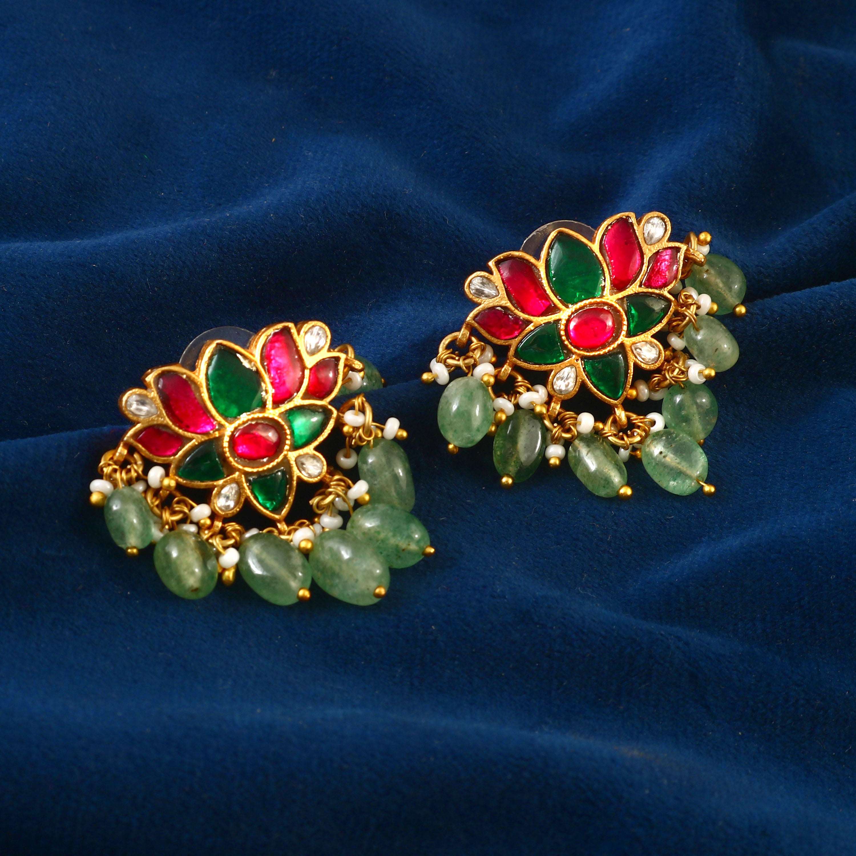 ER-101 - Jadau Kundan Earring with Emerald