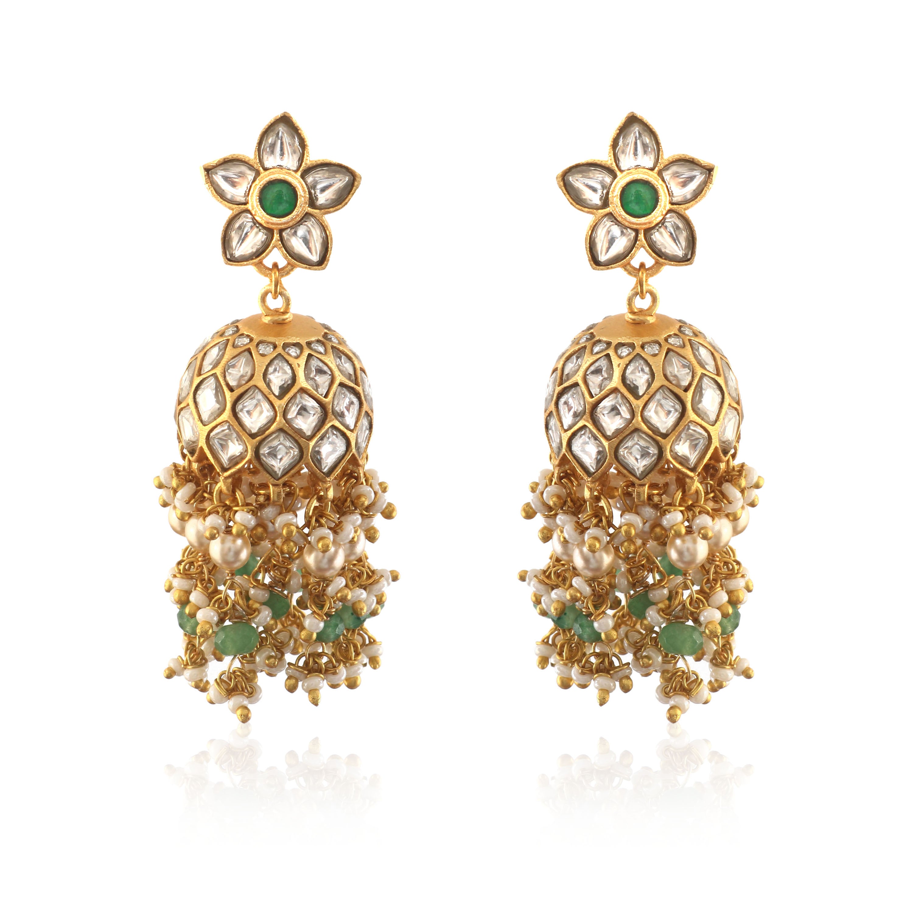 ER-102 - Jadau Kundan Earring with Emerald
