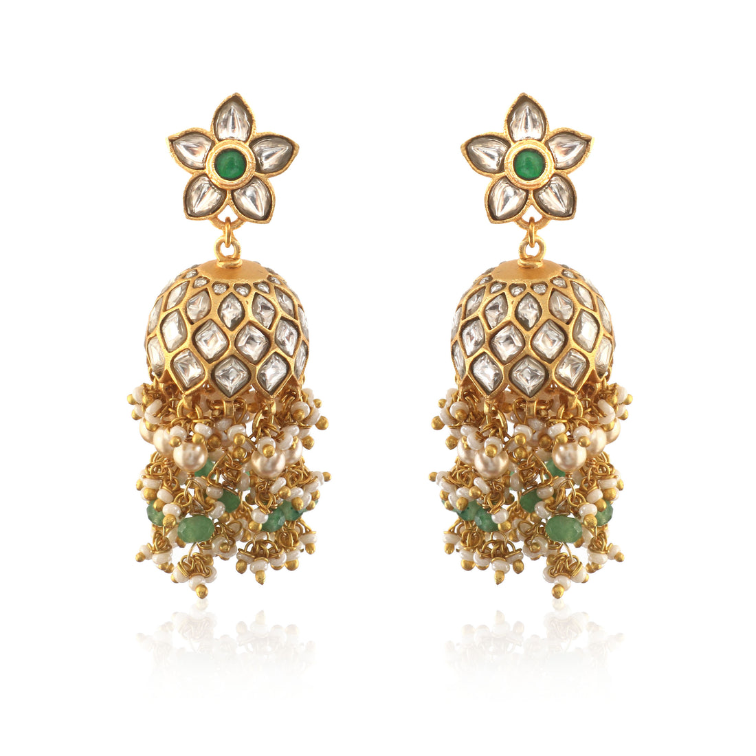 ER-102 - Jadau Kundan Earring with Emerald