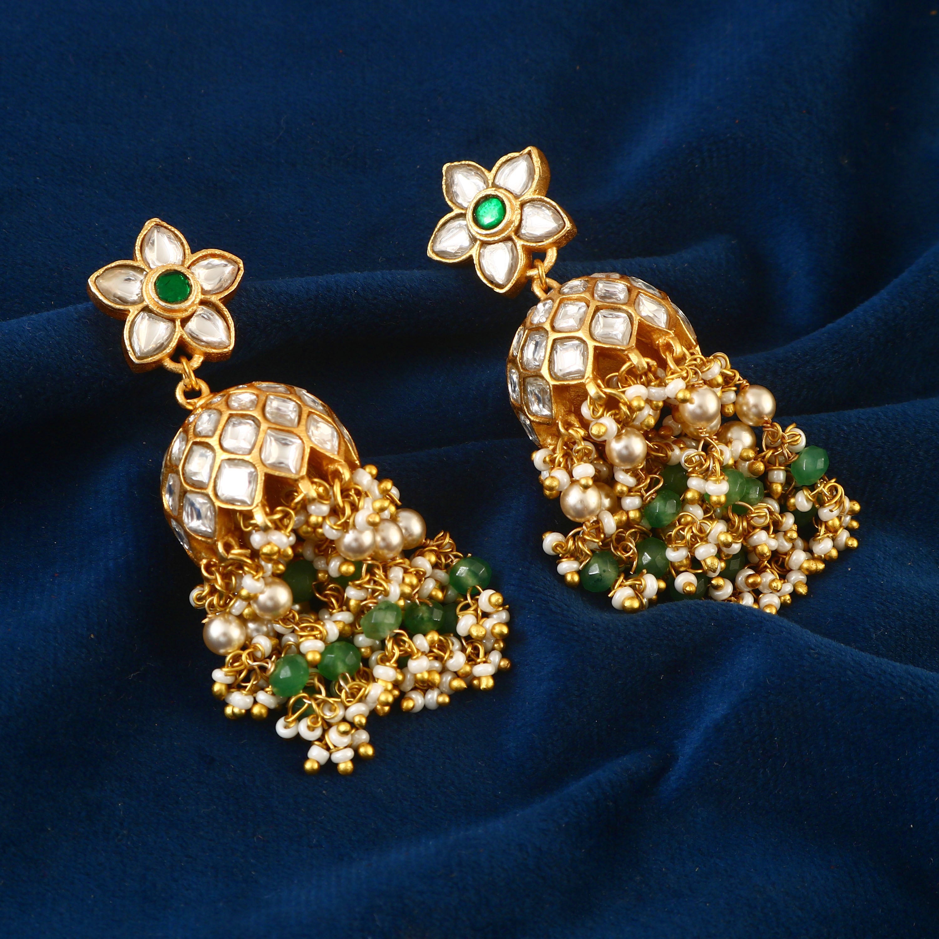 ER-102 - Jadau Kundan Earring with Emerald
