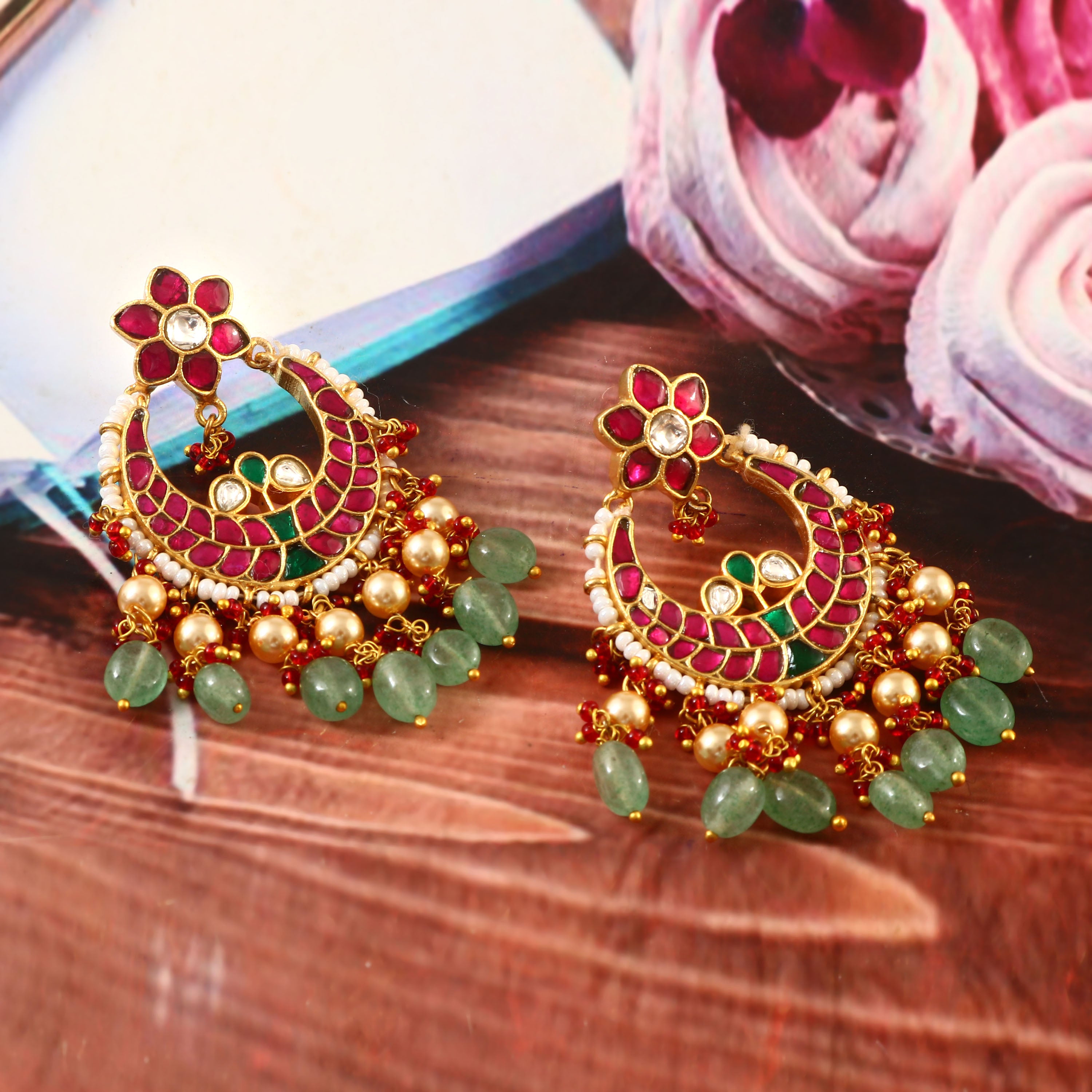 ER-104 - Jadau Kundan Earring with Emerald