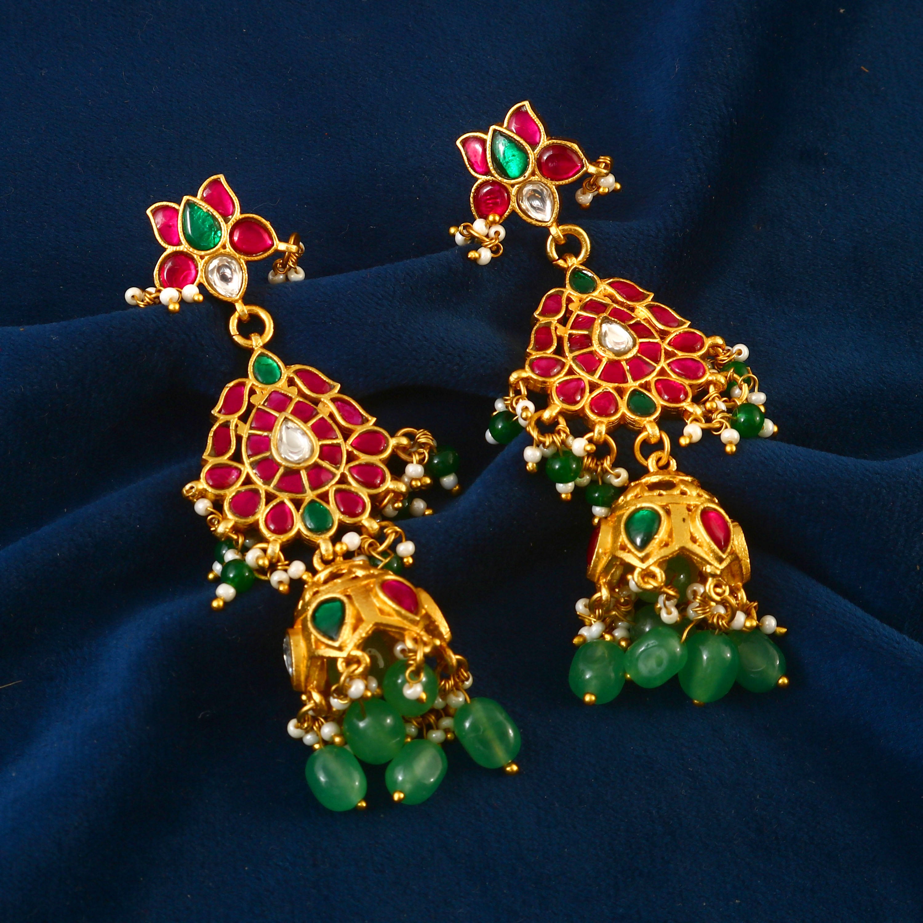 ER-106 - Jadau Kundan Earring with Emerald