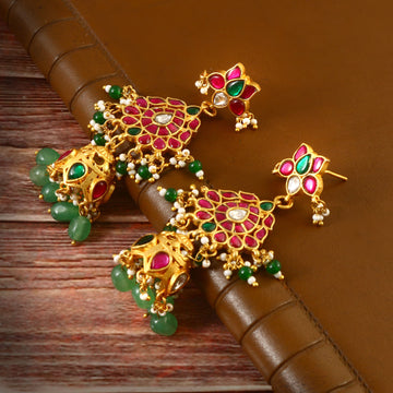 ER-106 - Jadau Kundan Earring with Emerald