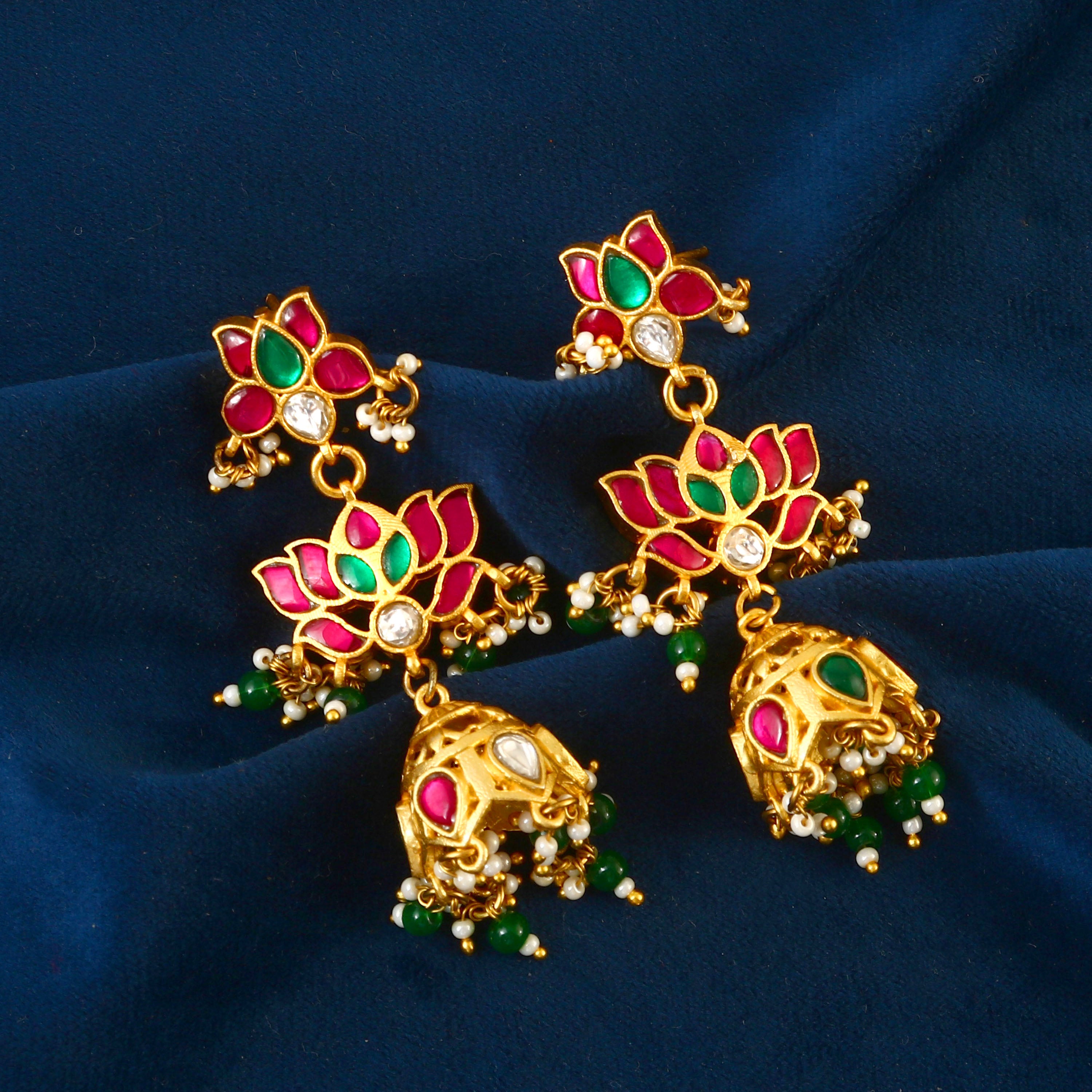 ER-107 - Jadau Kundan Earring with Emerald