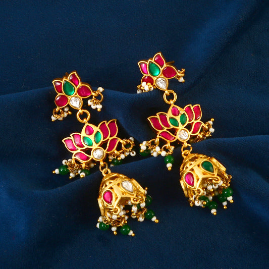 ER-107 - Jadau Kundan Earring with Emerald