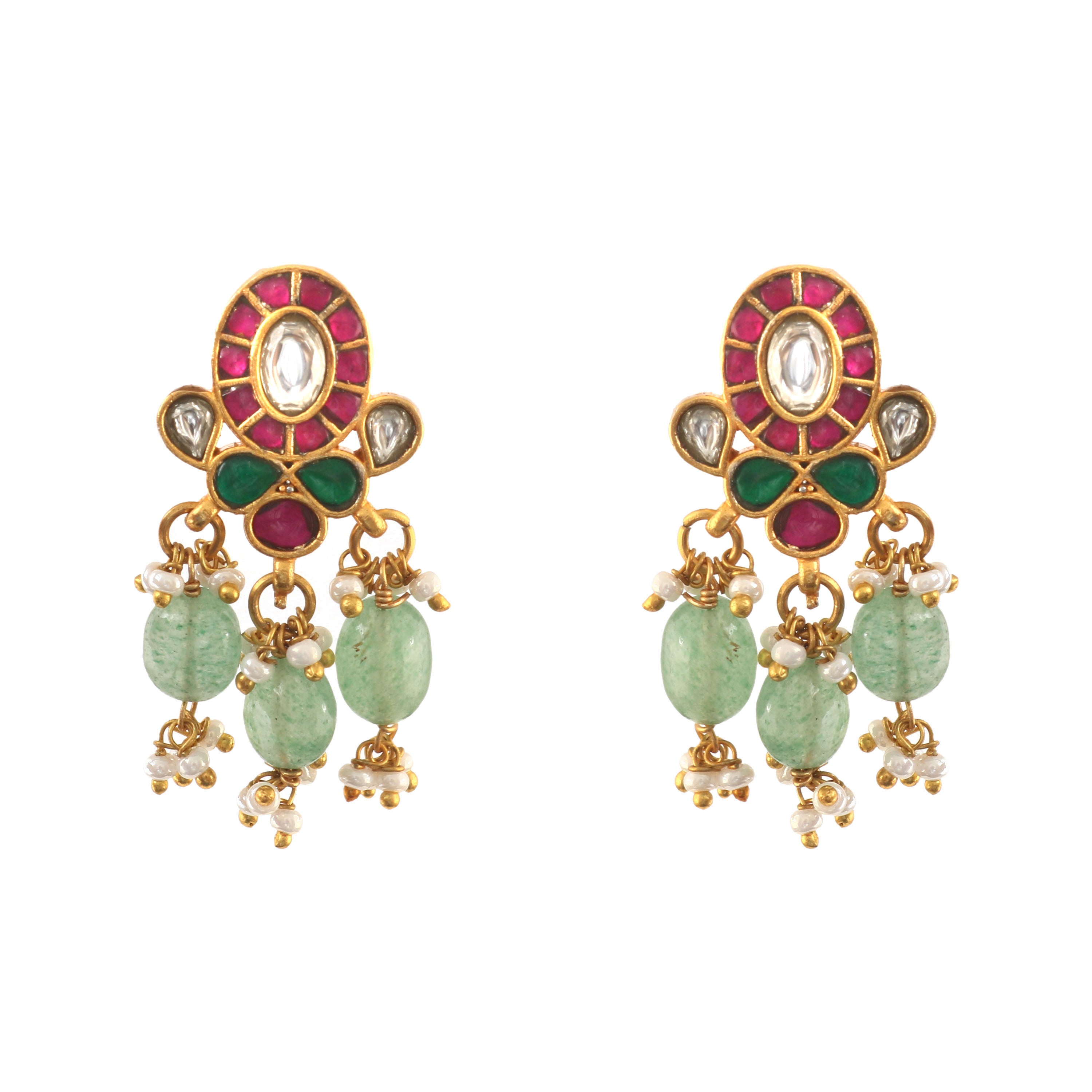 ER-108 - Jadau Kundan Earring with Emerald