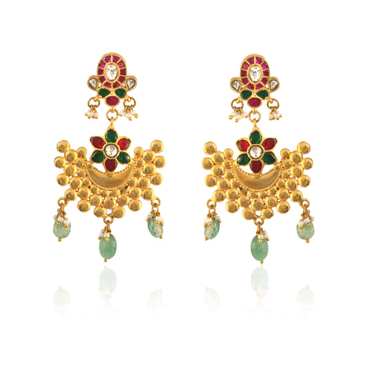 ER-112 - Jadau Kundan Earring with Emerald