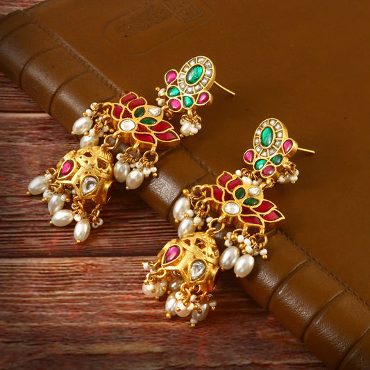 ER-113 - Jadau Kundan Earring with Emerald