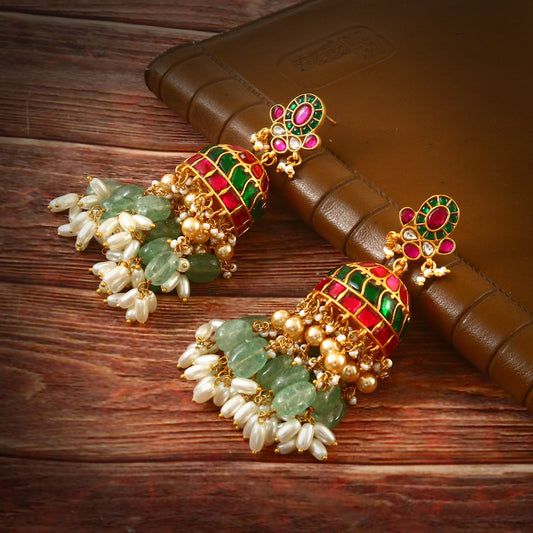 ER-114 - Jadau Kundan Earring with Emerald