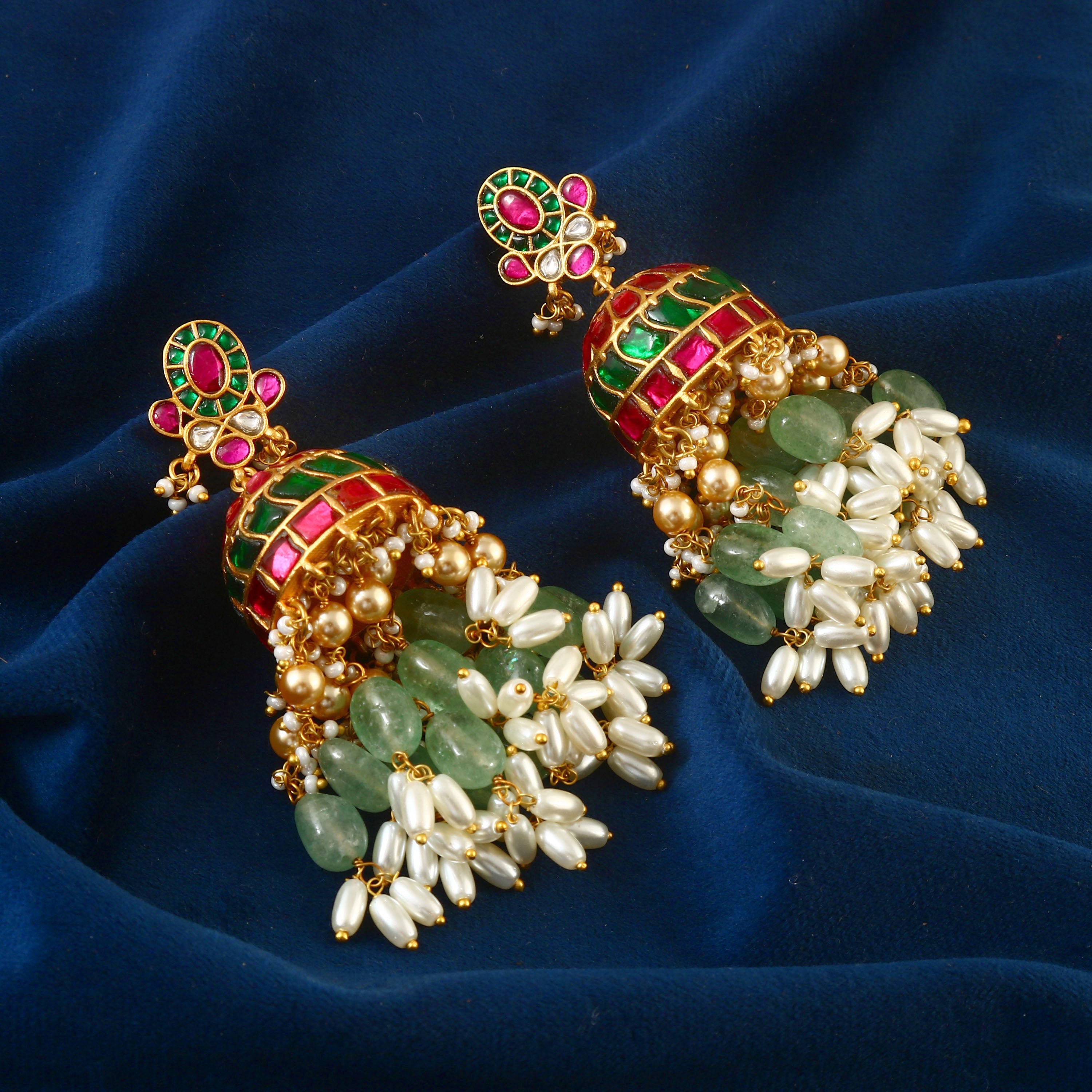 ER-114 - Jadau Kundan Earring with Emerald
