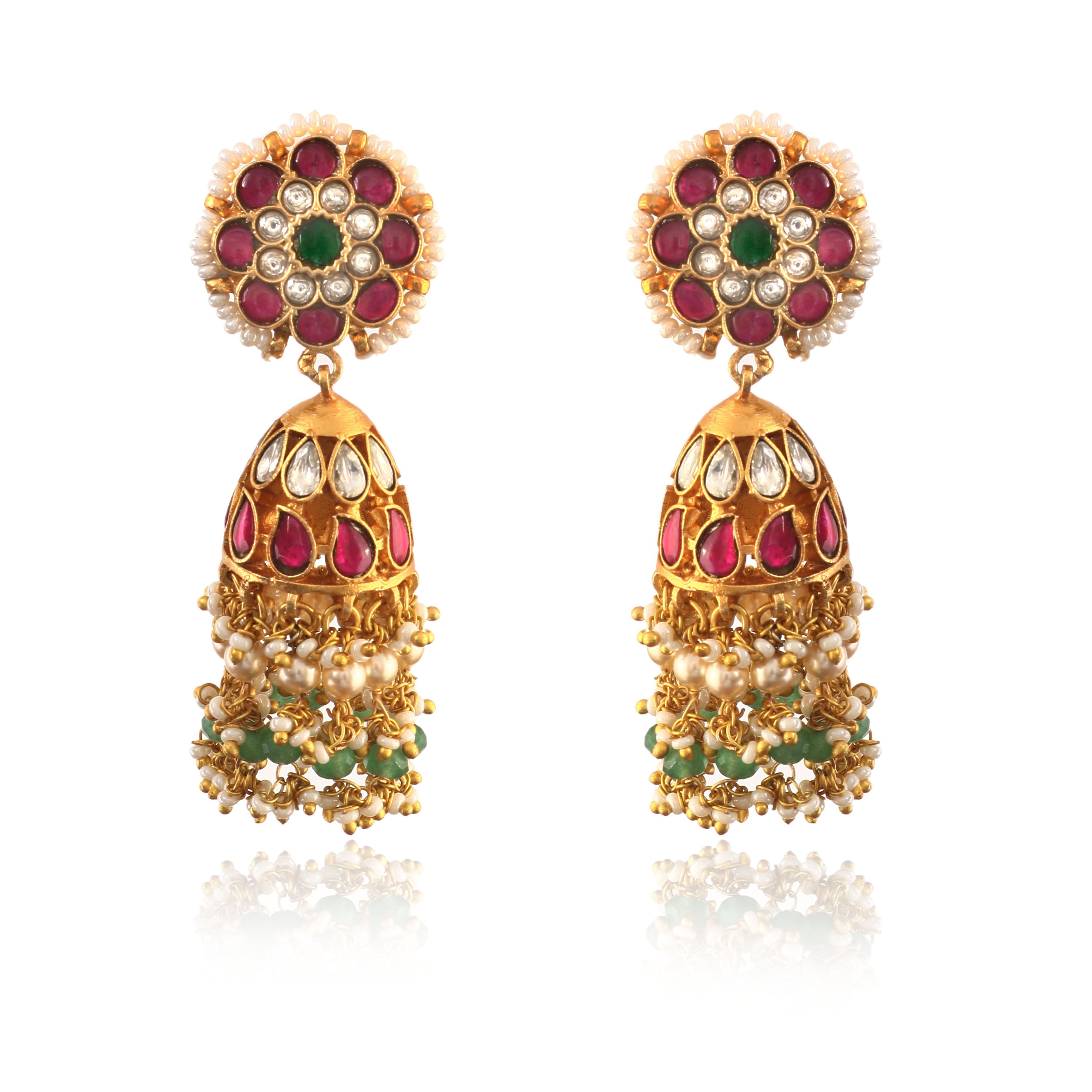 ER-119 - Jadau Kundan Earring with Emerald