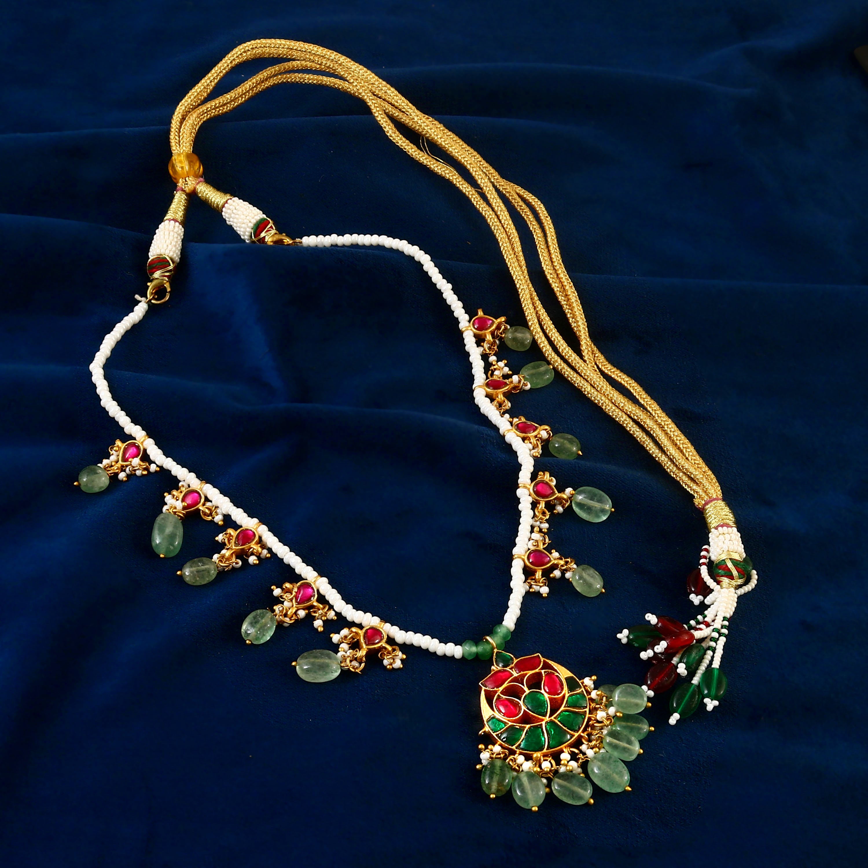 NK-142 - Jadau Kundan Necklace with Emerald