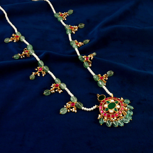 NK-143 - Jadau Kundan Necklace with Emerald