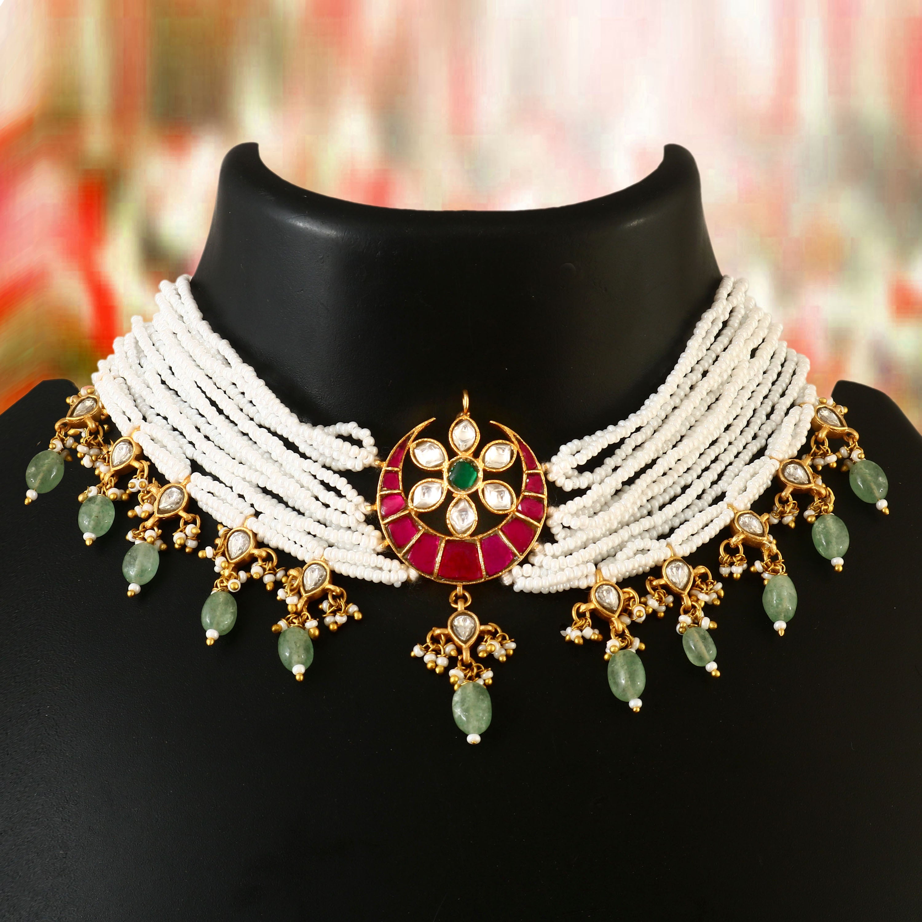 NK-145 - Jadau Kundan Necklace with Emerald
